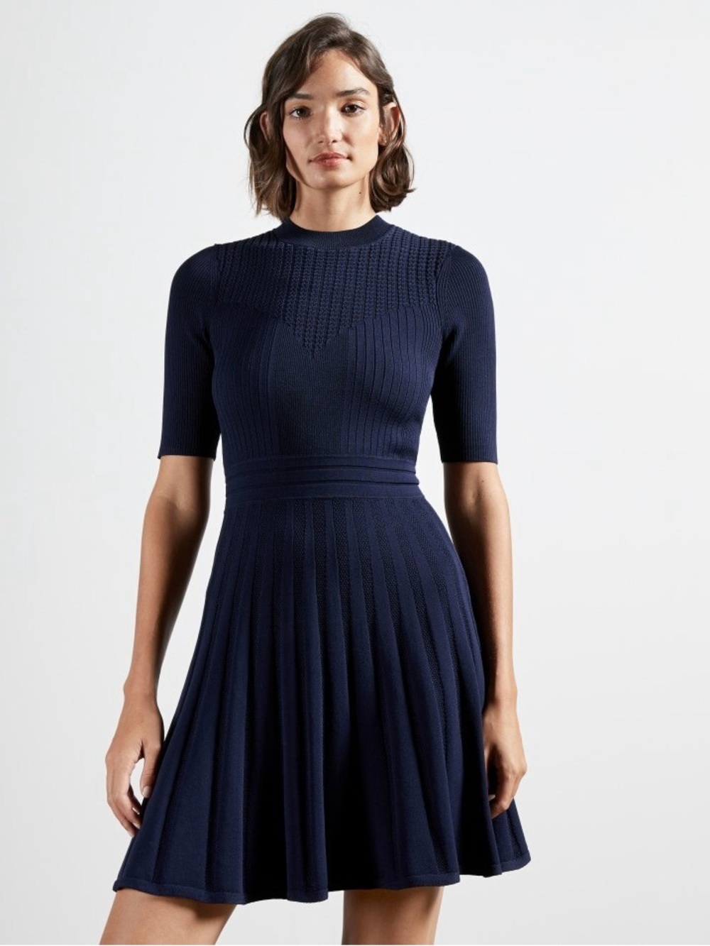 Ted Baker Olivinn Mix Stitch Sweater Dress, Navy | Ted Size 2 / US 6